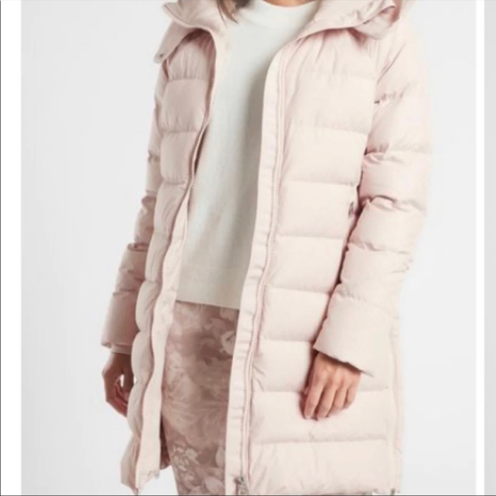 Athleta downtown parka soft pink